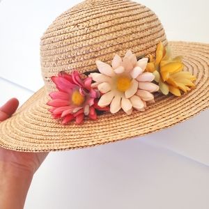 Adams floral  natural straw  summer hat 7-12 yrs
